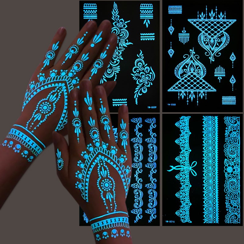Luminous Tattoo Sticker India Hannah Lace Tattoo Hollow Hand Henna Tattoo - Image 2